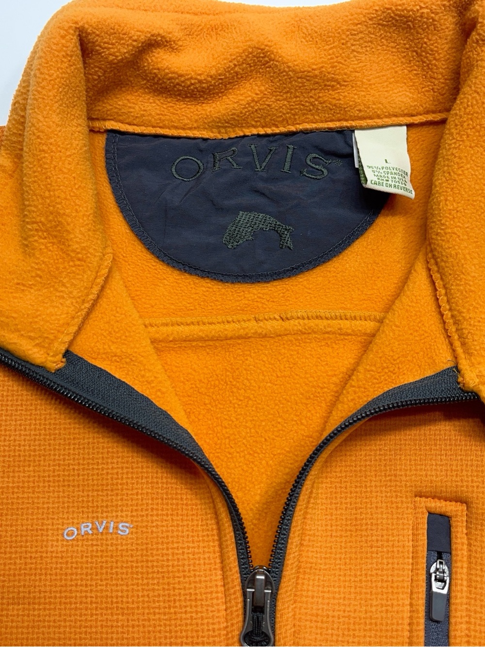 Orvis Full Zip Fleece Lined Jacket Mens Size Large Mock Neck Zip Pocket Fishing - Picture 4 of 12